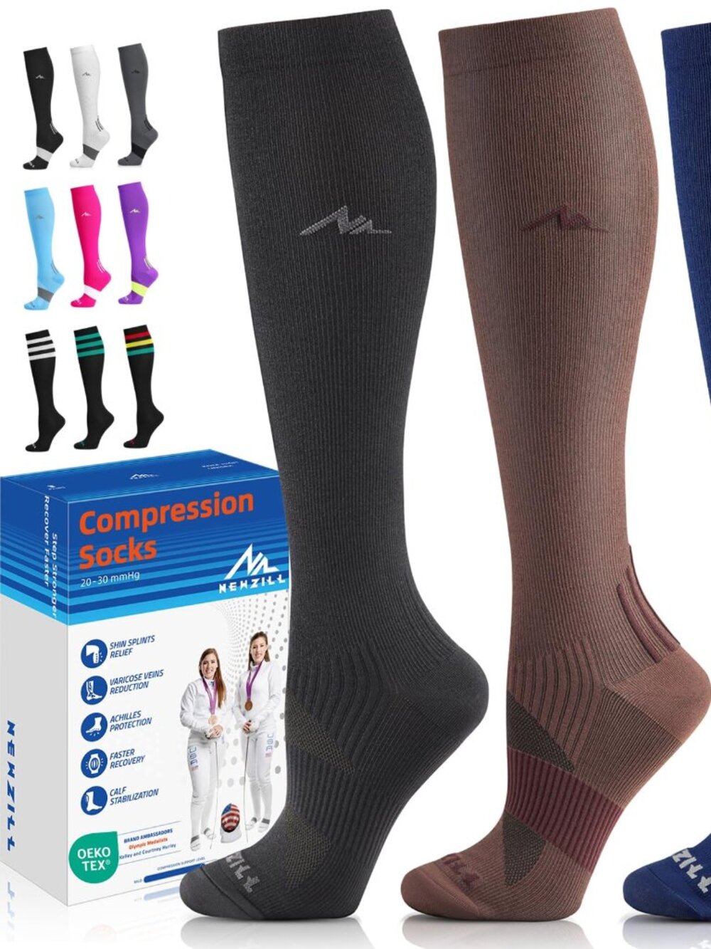 Medical Compression Socks for Women & Men, 20-30 mmHg Knee-High Support for Circ